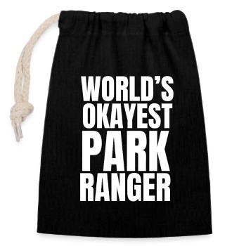 World's Okayest Park Ranger Funny Retro Design - Closable cotton gift bag (14x20cm) - black - Front