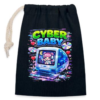 Cyber Baby Pixelart mit Y2K-Ästhetik. - Verschließbarer Geschenkbeutel aus Baumwolle (14x20cm) - Navy - Vorne