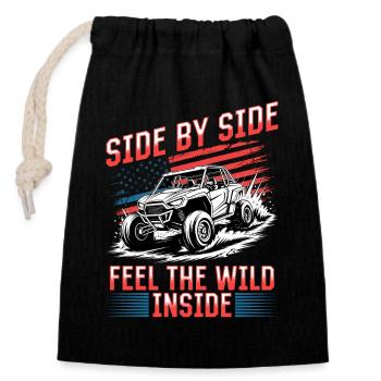 UTV Tout-Terrain Boy Men 4 Wheels Side by Side - Sac cadeau en coton avec cordon (14 x 20 cm) - noir - Devant