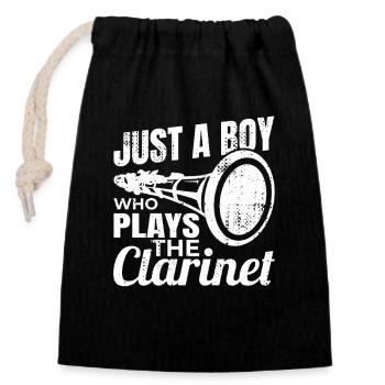 Clarinette masculine - Sac cadeau en coton avec cordon (14 x 20 cm) - noir - Devant