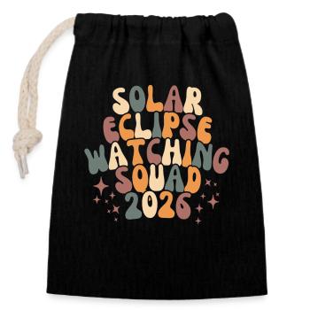 Éclipse solaire totale Islande Millésime 2026 de Reykjavik - Sac cadeau en coton avec cordon (14 x 20 cm) - noir - Devant