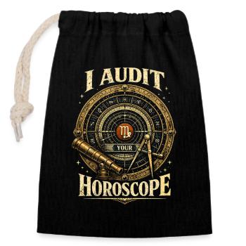 Astronome en astronomie J’audite votre horoscope - Sac cadeau en coton avec cordon (14 x 20 cm) - noir - Devant