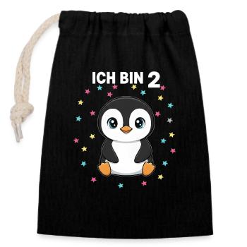 Ich bin 2 - Süßes Pinguin zum 2. Geburtstag - Verschließbarer Geschenkbeutel aus Baumwolle (14x20cm) - Schwarz - Vorne