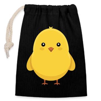 poussin - Sac cadeau en coton avec cordon (14 x 20 cm) - noir - Devant