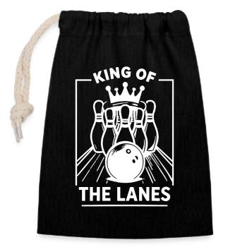 Bowling Skittles King of the Lanes Sport Champion - Closable cotton gift bag (14x20cm) - black - Front