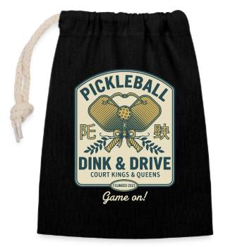 Pickleball Dink And Drive Game On Player - Closable cotton gift bag (14x20cm) - black - Front
