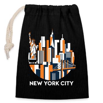 New York City Skyline Statue Liberty - Closable cotton gift bag (14x20cm) - black - Front