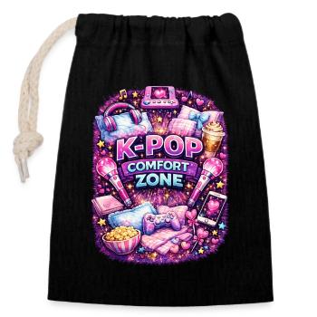 K Pop Comfort Zone - Verschließbarer Geschenkbeutel aus Baumwolle (14x20cm) - Schwarz - Vorne