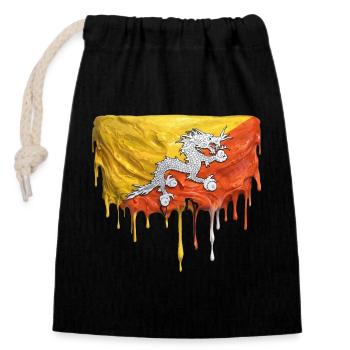 Drachen in Bhutan Flag Farbpalette - Verschließbarer Geschenkbeutel aus Baumwolle (14x20cm) - Schwarz - Vorne