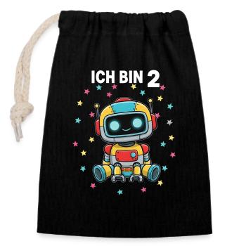 Ich bin 2 - Süßes Roboter zum 2. Geburtstag - Verschließbarer Geschenkbeutel aus Baumwolle (14x20cm) - Schwarz - Vorne