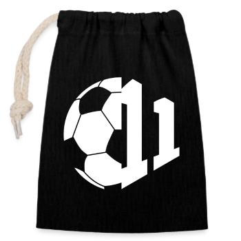 NR. 11 FUßBALLER NUMMER 11 FUßBALL 11. GEBURTSTAG - Verschließbarer Geschenkbeutel aus Baumwolle (14x20cm) - Schwarz - Vorne