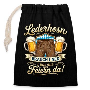 Trachtenshirt Herren Trachten T-Shirt Lederhose - Verschließbarer Geschenkbeutel aus Baumwolle (14x20cm) - Schwarz - Vorne