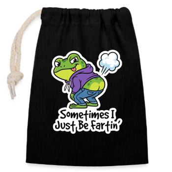 Kicherfrosch Hoodie Spruch - Verschließbarer Geschenkbeutel aus Baumwolle (14x20cm) - Schwarz - Vorne