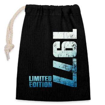 49ème Anniversaire Homme Femme 49 ans 1977 Cadeau - Sac cadeau en coton avec cordon (14 x 20 cm) - noir - Devant