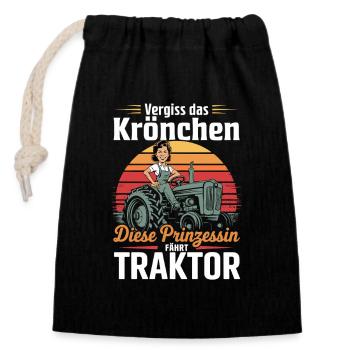  Vergiss Das Krönchen Diese Prinzessin Fährt - Verschließbarer Geschenkbeutel aus Baumwolle (14x20cm) - Schwarz - Vorne