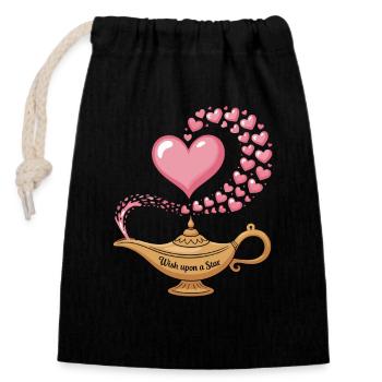 Wish Upon A Star Wish Lamp Heart Magic Love - Closable cotton gift bag (14x20cm) - black - Front