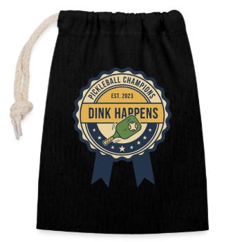 Joueur drôle de pickleball Dink Happens Champions - Sac cadeau en coton avec cordon (14 x 20 cm) - noir - Devant
