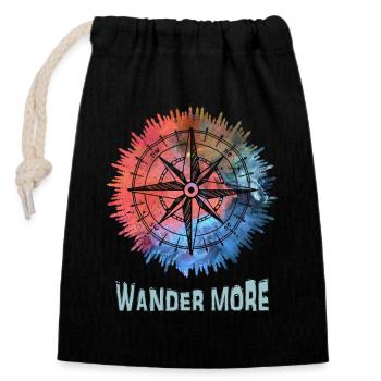 Wander More Compass Tie-Dye - Closable cotton gift bag (14x20cm) - black - Front