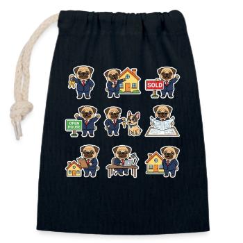 Suesser Mops Makler Immobilien Hundeliebhaber - Verschließbarer Geschenkbeutel aus Baumwolle (14x20cm) - Navy - Vorne