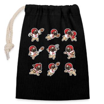 Suesser Mops Football Spieler Touchdown - Verschließbarer Geschenkbeutel aus Baumwolle (14x20cm) - Schwarz - Vorne