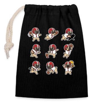 Suesser Mops Football Spieler Touchdown - Verschließbarer Geschenkbeutel aus Baumwolle (14x20cm) - Schwarz - Vorne
