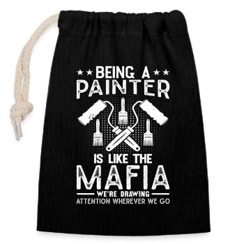 Peintre en bâtiment, créations hilarantes, cadeaux uniques - Sac cadeau en coton avec cordon (14 x 20 cm) - noir - Devant