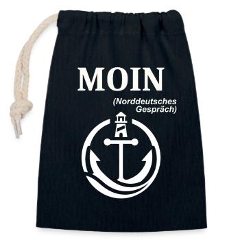 MOIN Norddeutscher Humor Spruch lustig  - Verschließbarer Geschenkbeutel aus Baumwolle (14x20cm) - Navy - Vorne