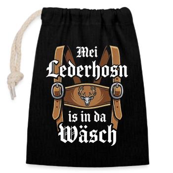 Herren Trachtenshirt Trachten T-Shirt Lederhose - Verschließbarer Geschenkbeutel aus Baumwolle (14x20cm) - Schwarz - Vorne