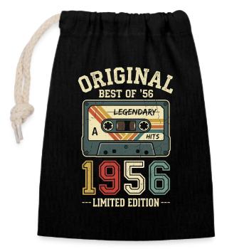 Original 1956 Retro Cassette Tape 70th Birthday - Closable cotton gift bag (14x20cm) - black - Front