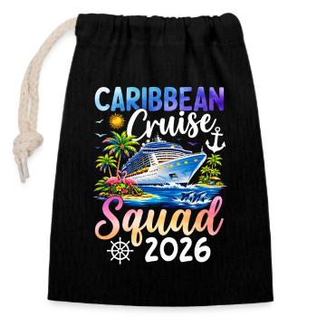Caribbean Cruise Squad 2026 - Closable cotton gift bag (14x20cm) - black - Front