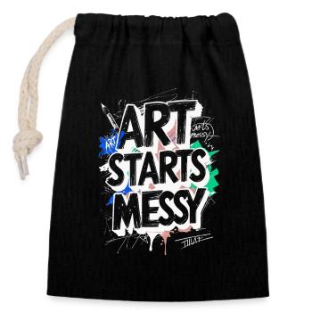 Scribble Doodle Drawing Art Starts Messy - Closable cotton gift bag (14x20cm) - black - Front