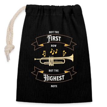 Trumpet Quote Highest Notes - Closable cotton gift bag (14x20cm) - black - Front