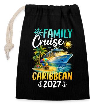 Family Cruise Caribbean 2027 - Closable cotton gift bag (14x20cm) - black - Front