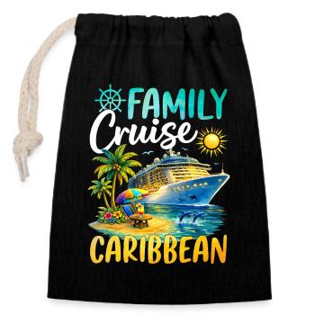 Family Cruise Caribbean - Closable cotton gift bag (14x20cm) - black - Front