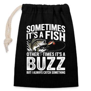 Parfois, c’est un Fish – Buzz Motiv Tee - Sac cadeau en coton avec cordon (14 x 20 cm) - noir - Devant