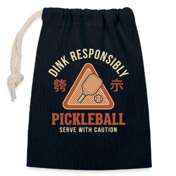 Joueur drôle de pickleball Dink Prudent - Sac cadeau en coton avec cordon (14 x 20 cm) - bleu marine - Devant
