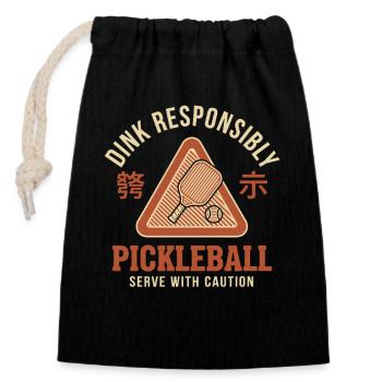 Joueur drôle de pickleball Dink Prudent - Sac cadeau en coton avec cordon (14 x 20 cm) - noir - Devant