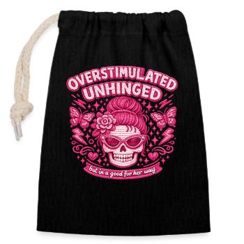 Überreizter Schädel Rosa Overstimulated Unhinged - Verschließbarer Geschenkbeutel aus Baumwolle (14x20cm) - Schwarz - Vorne