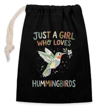 Juste une fille qui adore les colibris - Sac cadeau en coton avec cordon (14 x 20 cm) - noir - Devant