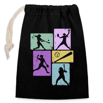Baseball Mädchen Frauen Softball Spieler - Verschließbarer Geschenkbeutel aus Baumwolle (14x20cm) - Schwarz - Vorne