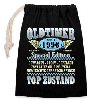 Oldtimer 1996 Spezialedition - Verschließbarer Geschenkbeutel aus Baumwolle (14x20cm) - Schwarz - Vorne