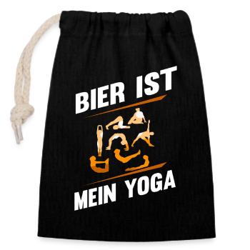 Bier ist mein Yoga Biertrinker - Verschließbarer Geschenkbeutel aus Baumwolle (14x20cm) - Schwarz - Vorne