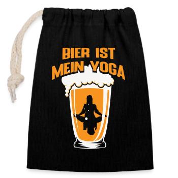 Bier ist mein Yoga Biertrinker - Verschließbarer Geschenkbeutel aus Baumwolle (14x20cm) - Schwarz - Vorne