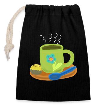 cup of coffee praline confectioner enjoyment - Closable cotton gift bag (14x20cm) - black - Front