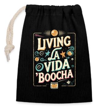 Kombucha Living La Viada Boocha - Closable cotton gift bag (14x20cm) - black - Front