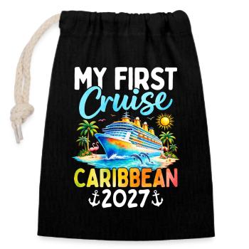 My First Cruise Caribbean 2027 - Closable cotton gift bag (14x20cm) - black - Front