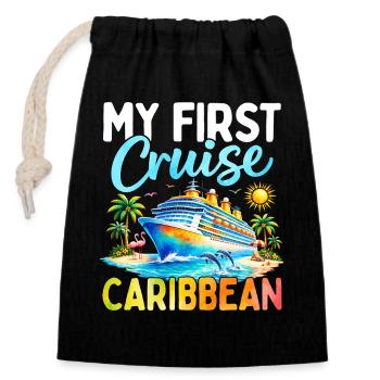 My First Cruise Caribbean - Closable cotton gift bag (14x20cm) - black - Front