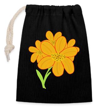 Retro Blume Blumen Vintage Kinder Mädchen - Verschließbarer Geschenkbeutel aus Baumwolle (14x20cm) - Schwarz - Vorne