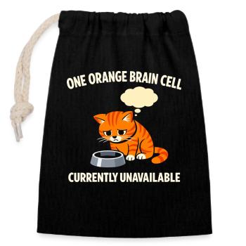 Chat Orange Chaos Drôle de Mème Chat Orange Tigré - Sac cadeau en coton avec cordon (14 x 20 cm) - noir - Devant