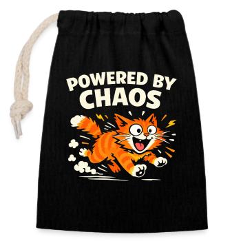 Chat Orange Chaos Drôle de Mème Chat Orange Tigré - Sac cadeau en coton avec cordon (14 x 20 cm) - noir - Devant